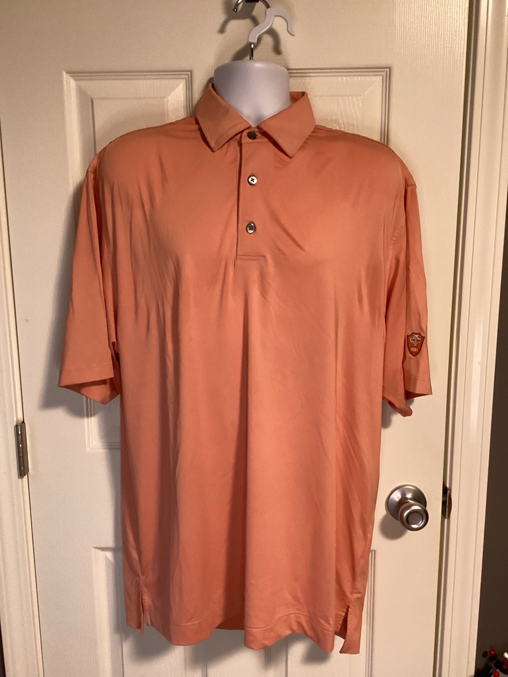 Foot Joy Golf Shirt Men's Large Orange Short Sleeve Performance Polo